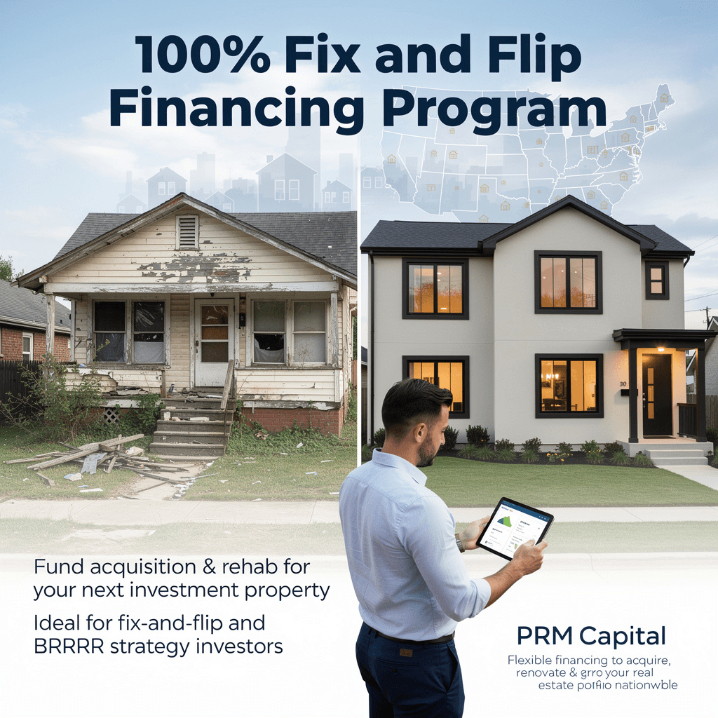 Before and after renovation of an investment property financed with a 100% Fix and Flip loan covering both purchase and rehab costs for real estate investors.